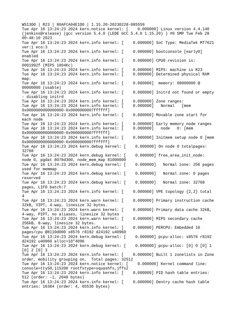 Linux Kernel Boot Log for R23 Device | PDF | Operating System ...