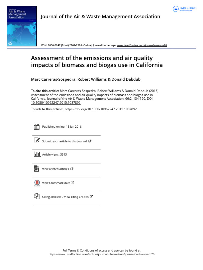 Assessment of The Emissions and Air Quality Impacts of Biomass and ...