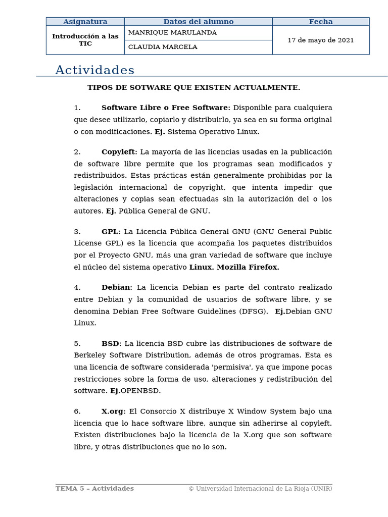 Tipos de Software | PDF | Software libre | Ley de Propiedad Intelectual