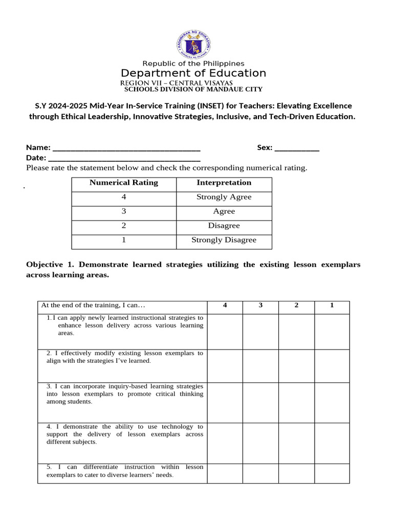 Table De 2 Evaluation