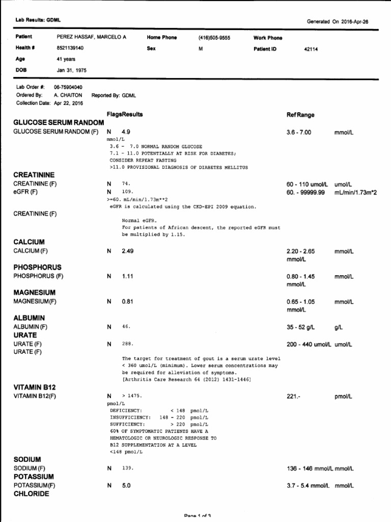Laboratory Results | PDF