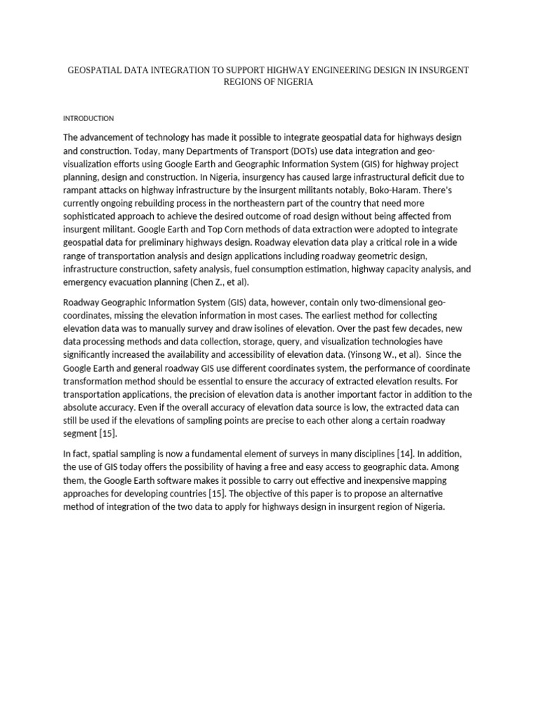 GEOSPATIAL DATA INTEGRATION TO SUPPORT HIGHWAY ENGINEERING DESIGN IN ...