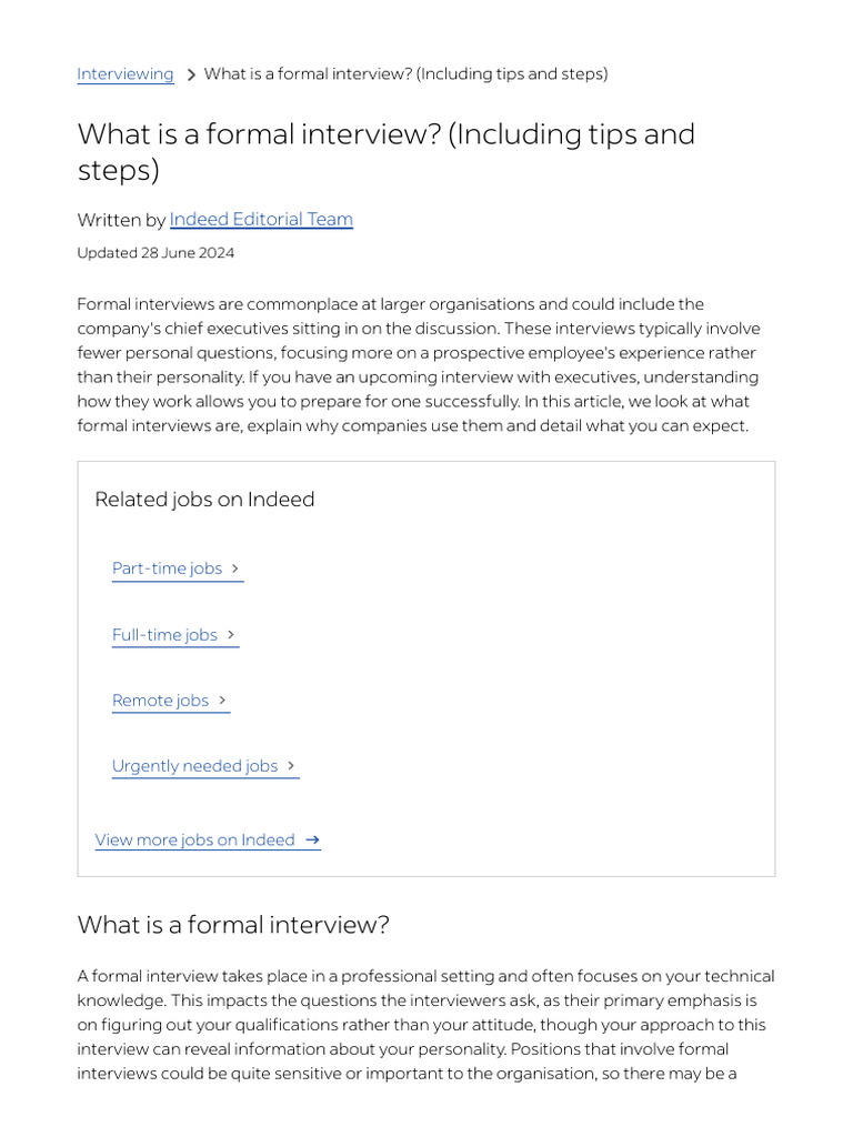 Understanding Formal Interviews | PDF | Social Psychology