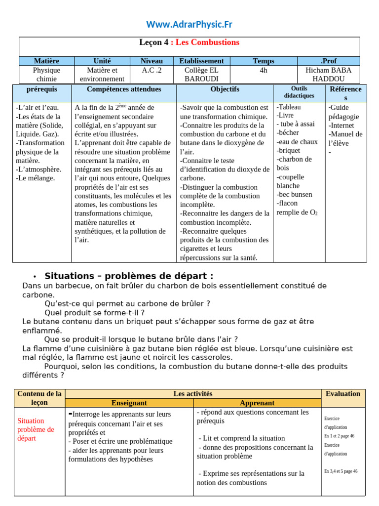 Combustions : Transformations chimiques | PDF | La combustion | Chimie
