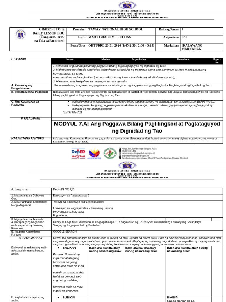 Q2 DLL W5 Esp 9 | PDF