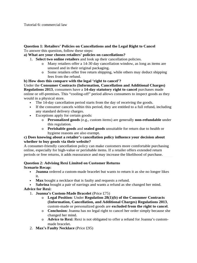 Tutorial 6 | PDF | Business | Private Law