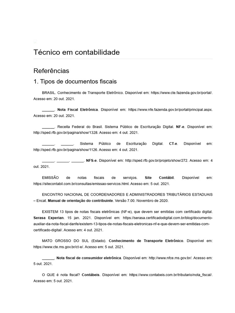 Tipos de Documentos Fiscais e Emissão | PDF | Recibo | Contabilidade