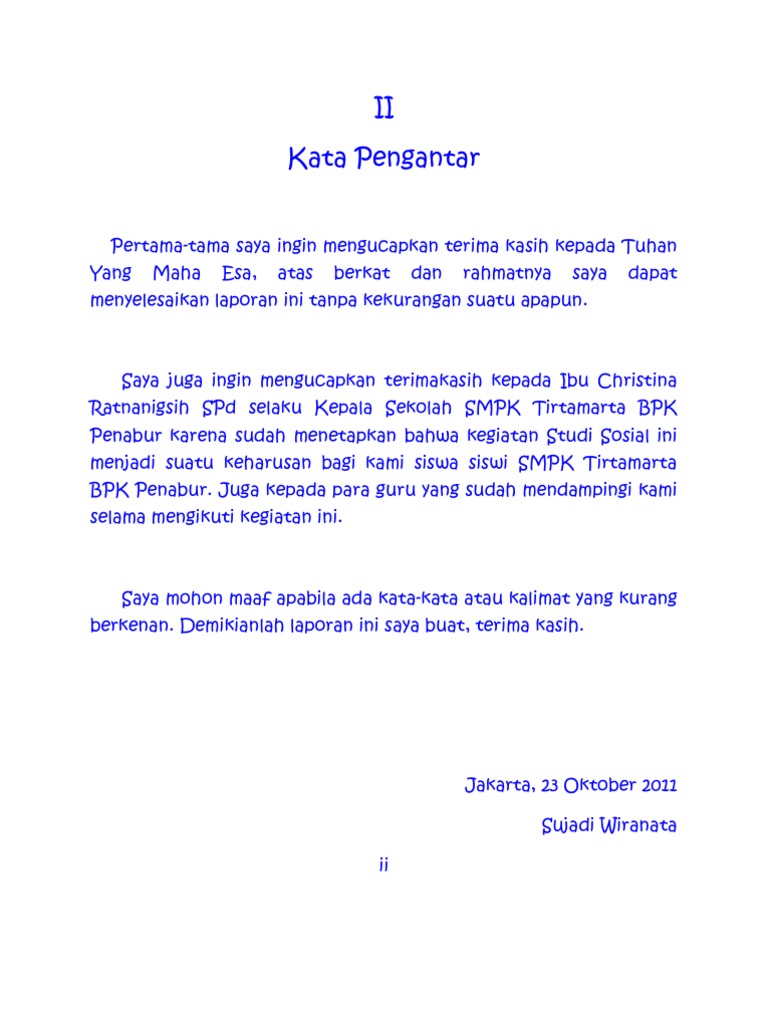 Contoh Kata Pengantar Laporan Kegiatan Contoh AJa