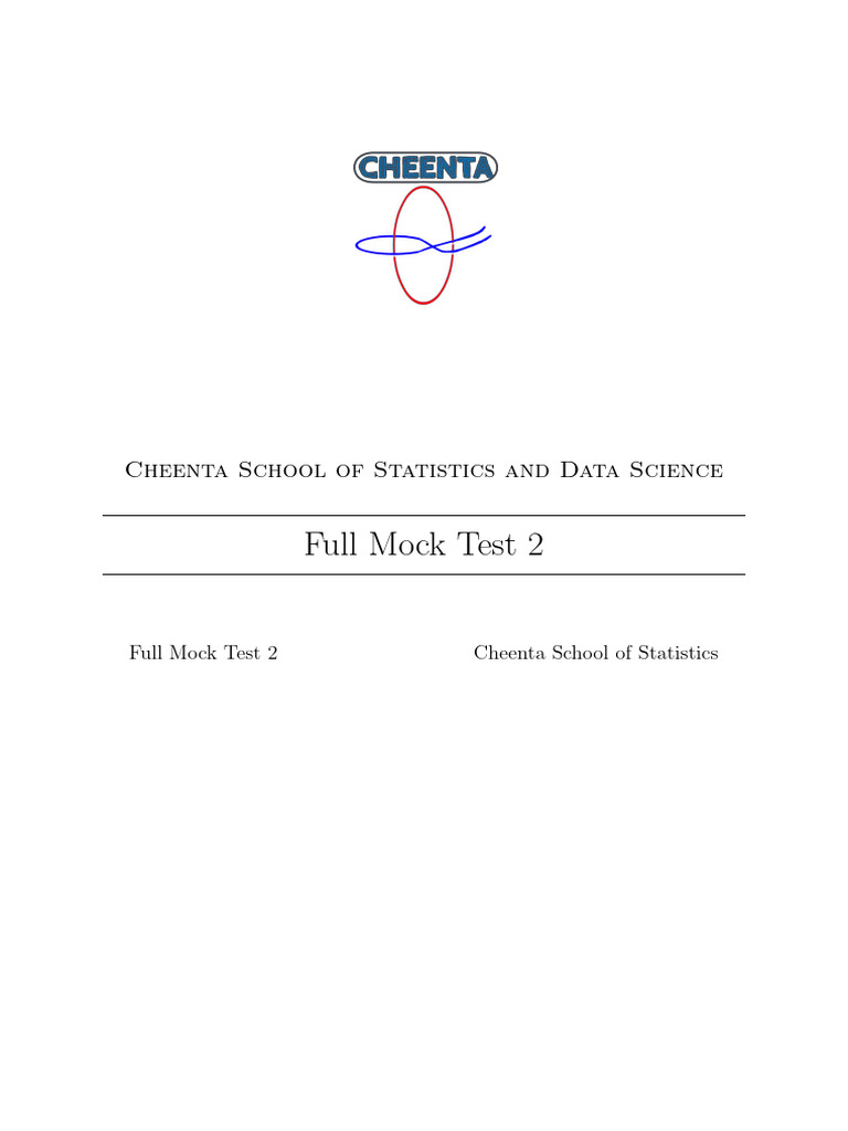 Cheenta Statistics Mock Test 2 | PDF | Estimator | Statistical Theory