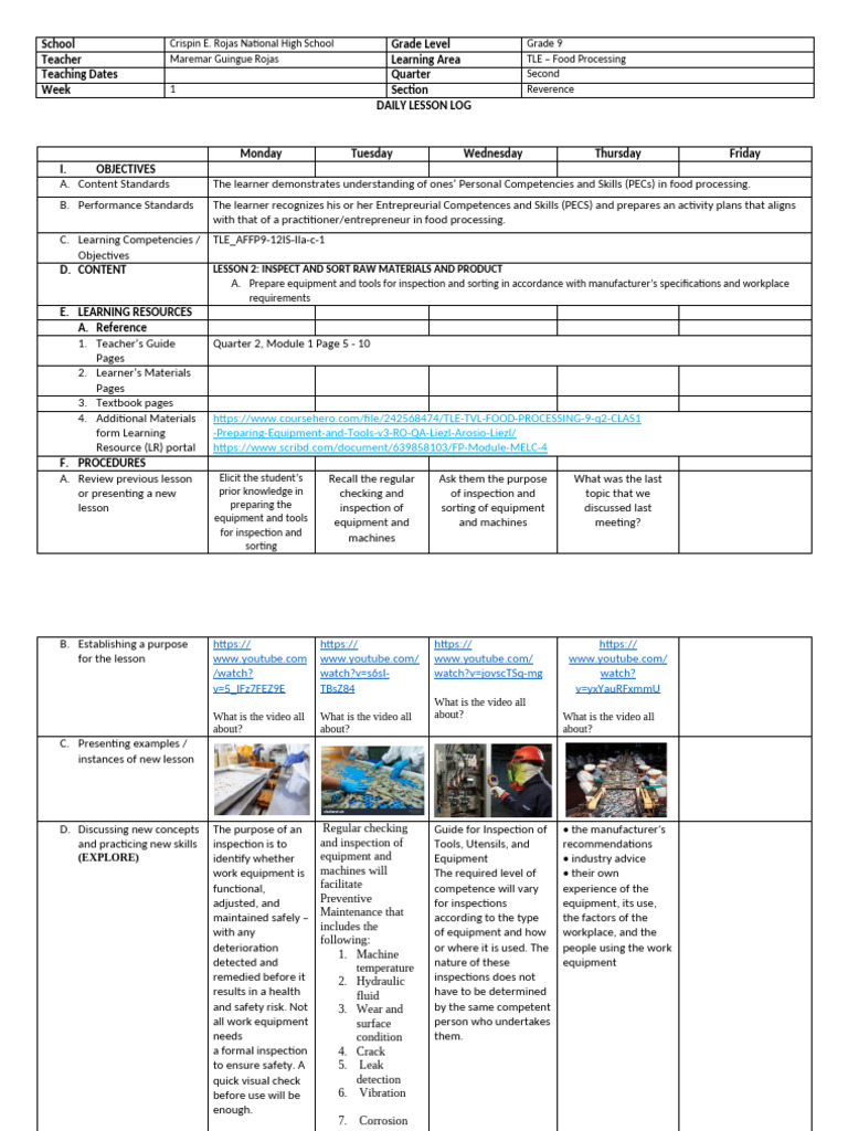 Grade 9 Food Processing Module | PDF | Learning | Disinfectant