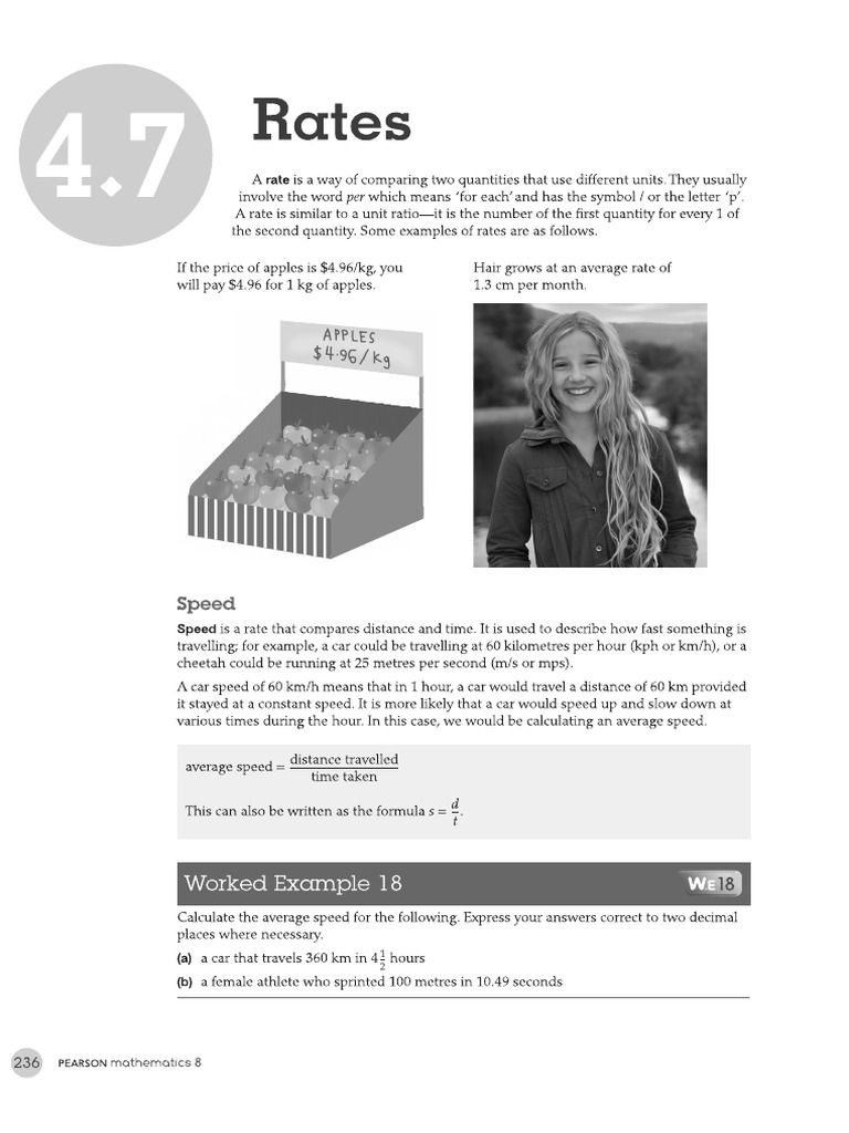 Pearson 8 Chapter 4.7 Rates | PDF