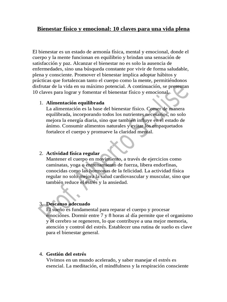10 Claves para el Bienestar Pleno | PDF | Autoestima | Las emociones