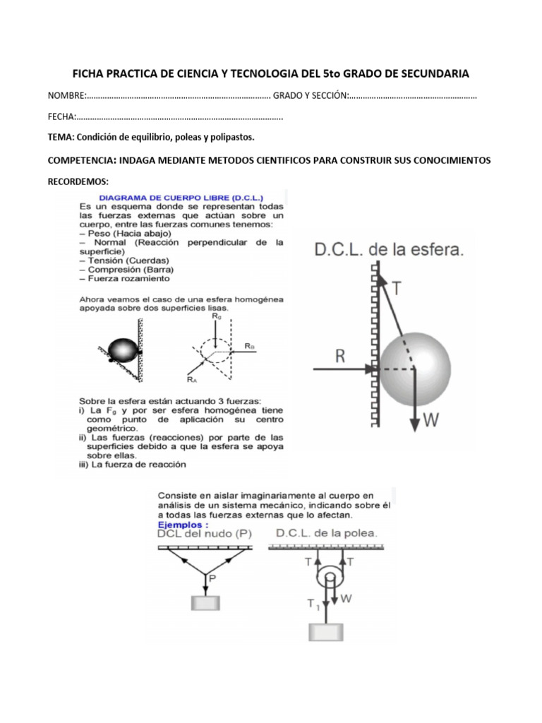 FICHA PRACTICA DE CIENCIA Y TECNOLOGIA DEL 5to GRADO DE SECUNDARIA ...
