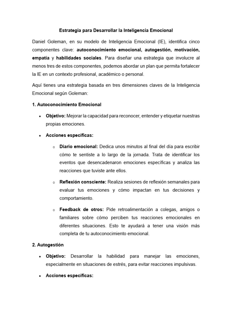 Estrategia para Mejorar la Inteligencia Emocional | PDF | Las emociones ...