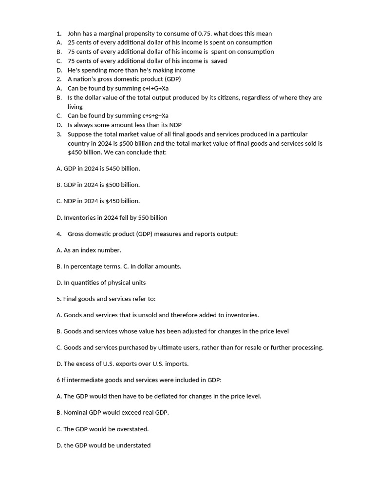 Understanding GDP and Economic Concepts | PDF | Gross Domestic Product ...