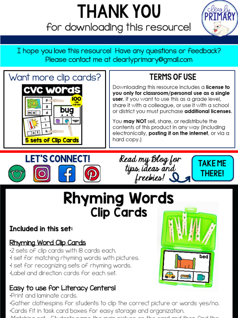 For Downloading This Resource!: Want More Clip Cards? | PDF