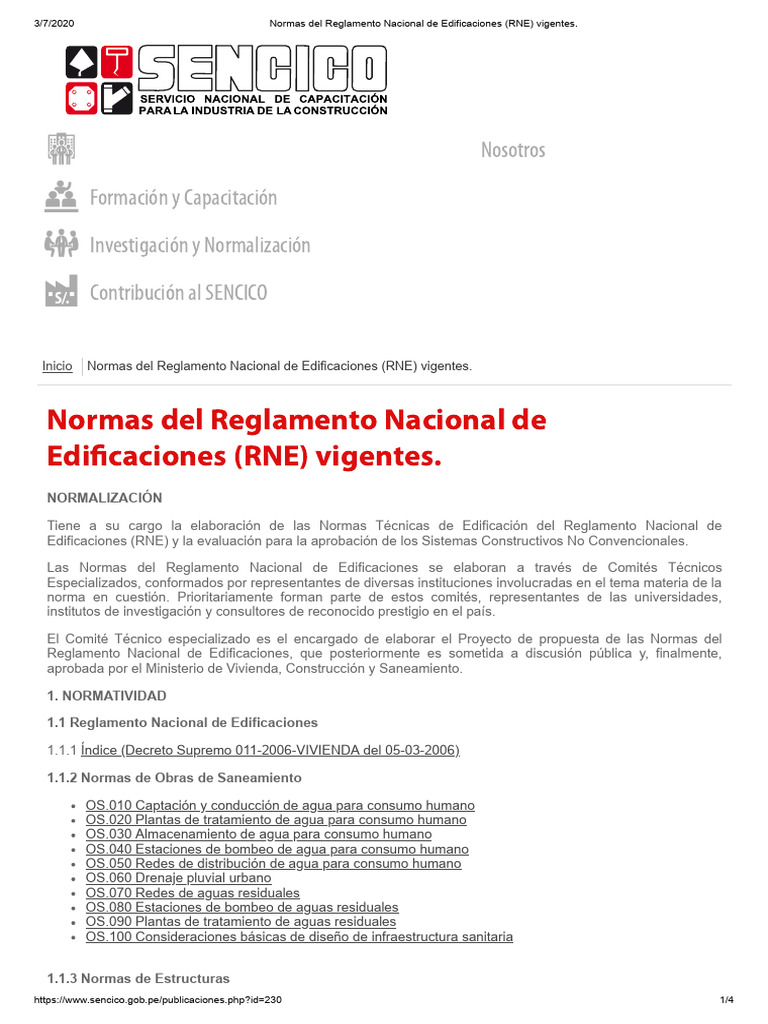 Normas Del Reglamento Nacional de Edificaciones (RNE) Vigentes | PDF ...