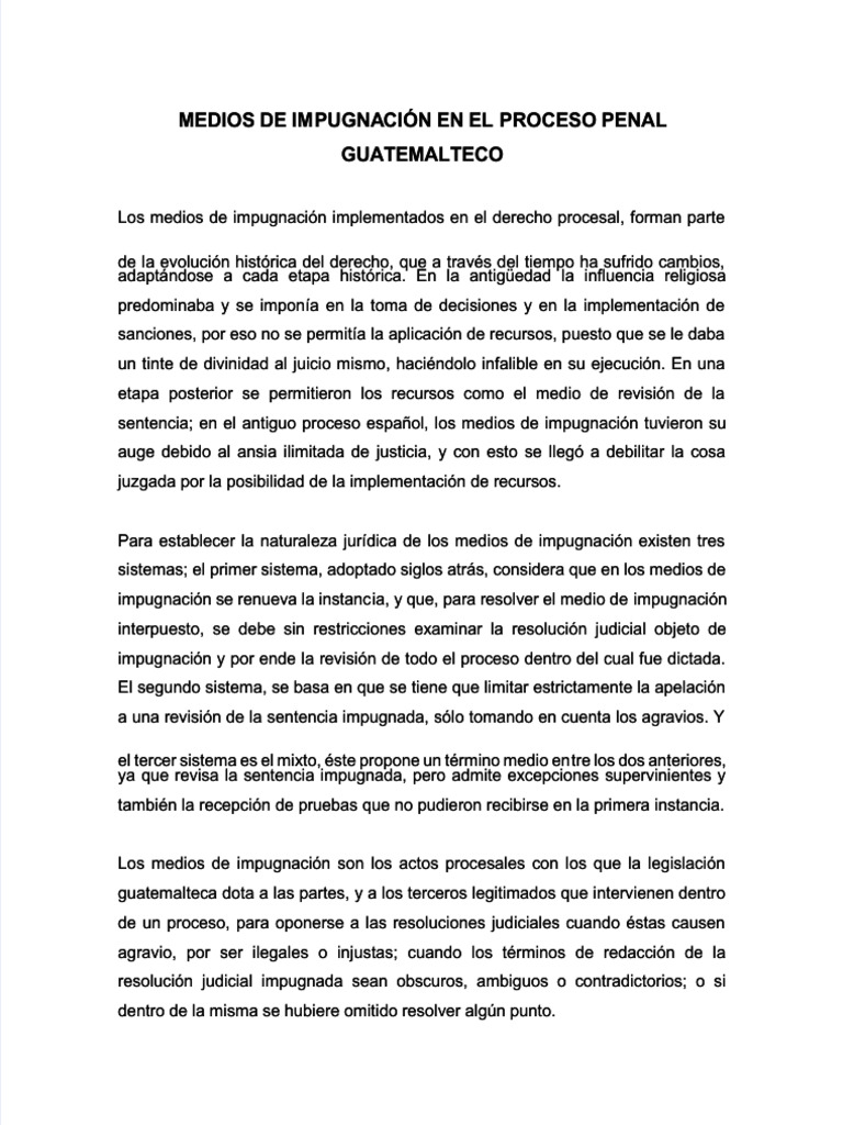 PDF Medios de Impugnacion en El Proceso Penal Guatemalteco - Compress ...
