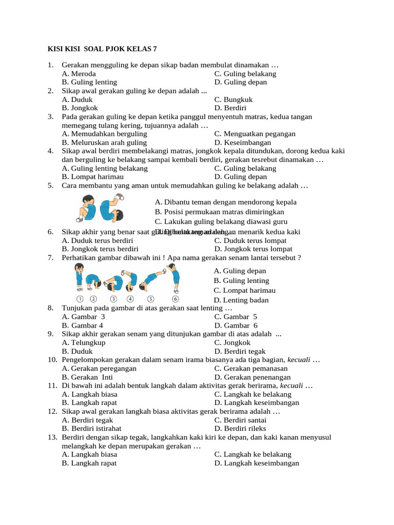 Kisi Kisi Pjok Kelas 7 Semester Genap PDF