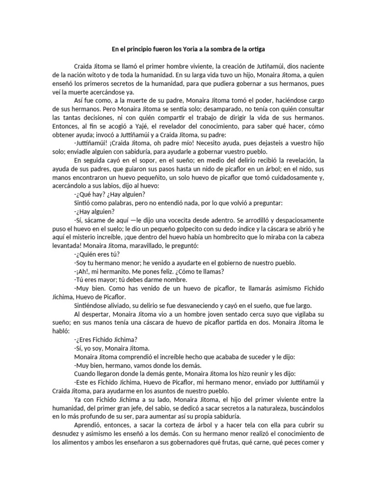 Creación de los Yoria y la Ortiga | PDF