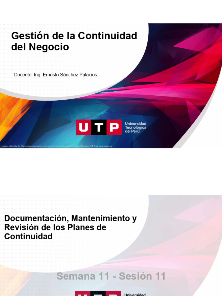 Sesion 11 - Gestion de La Continuidad Del Negocio S11 - S11 Clase ...