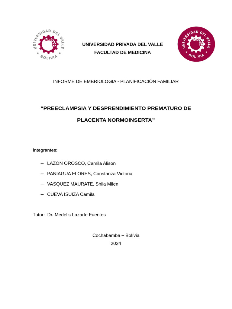 Preeclampsia y Desprendimiento de Placenta | PDF | El embarazo ...