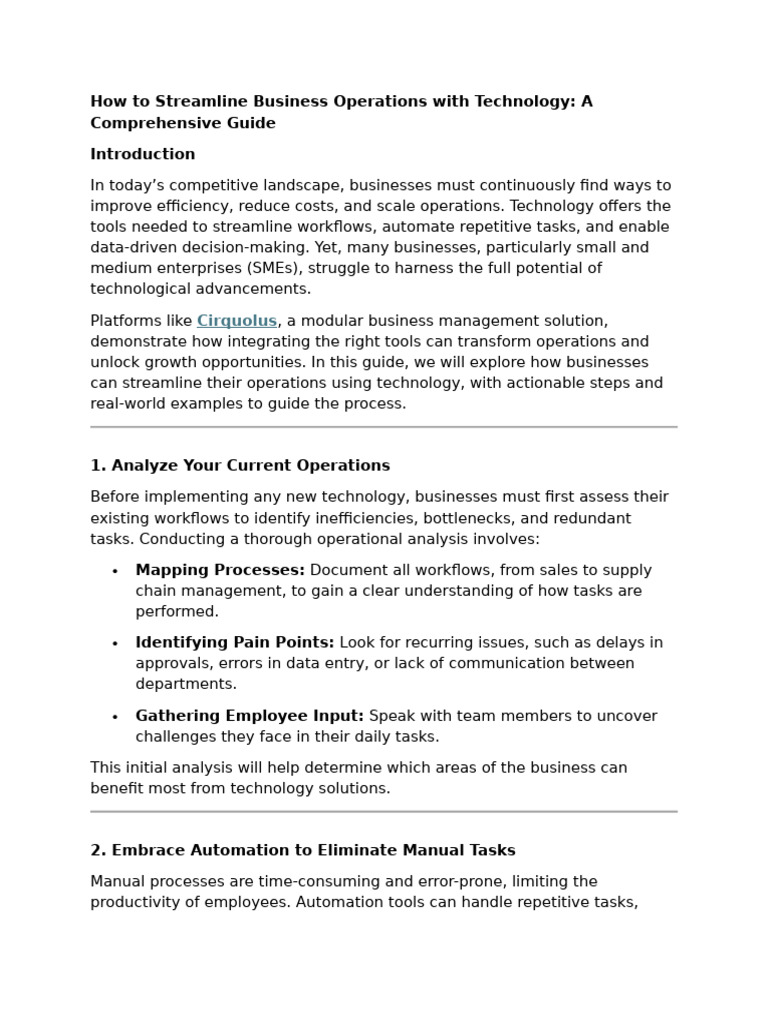 Streamlining Business Operations with Tech | PDF | Cloud Computing ...