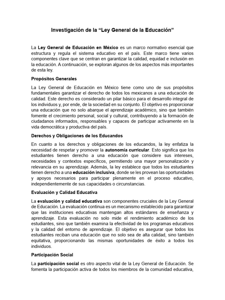 Ley General de Educación en México | PDF | Evaluación