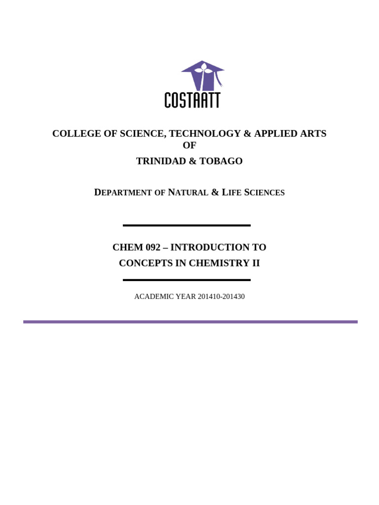 CHEM 092 Lab Manual 201410 - Updated Aug 26th | PDF | Titration | Chemistry