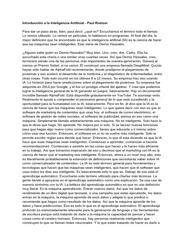 Introducción a la Inteligencia Artificial | PDF | Inteligencia ...