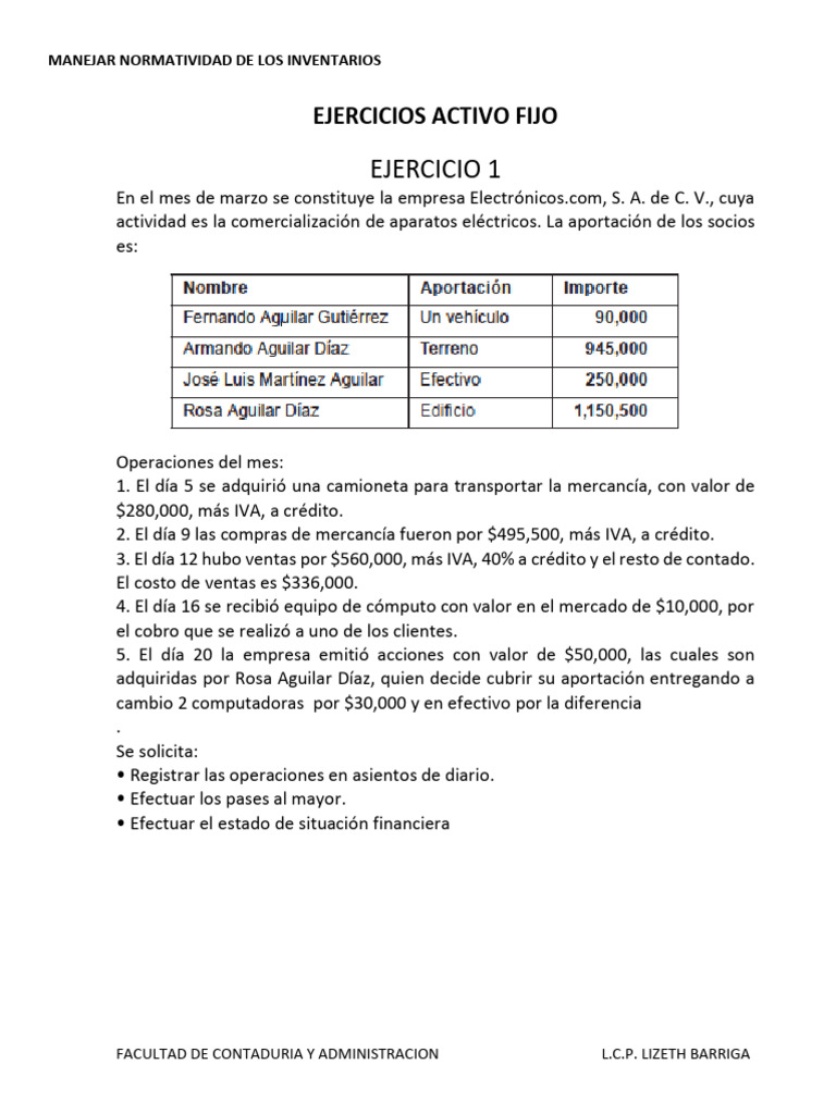 Normatividad y Ejercicios de Inventarios | PDF | Depreciación