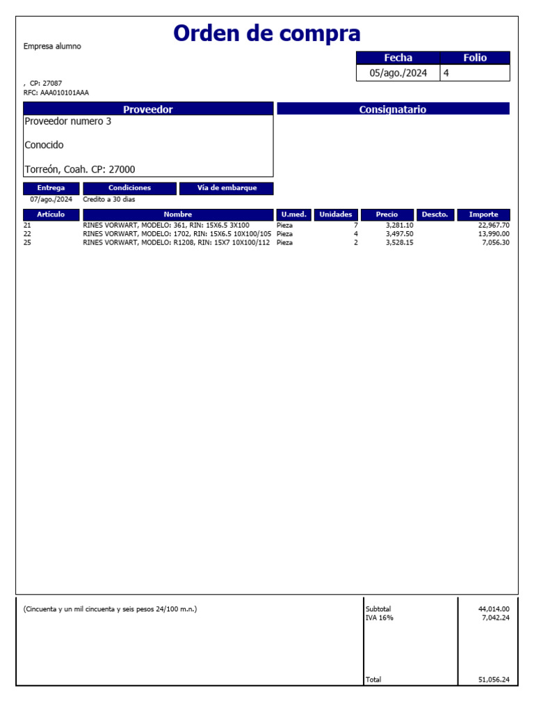 Orden de Compra 4 | PDF