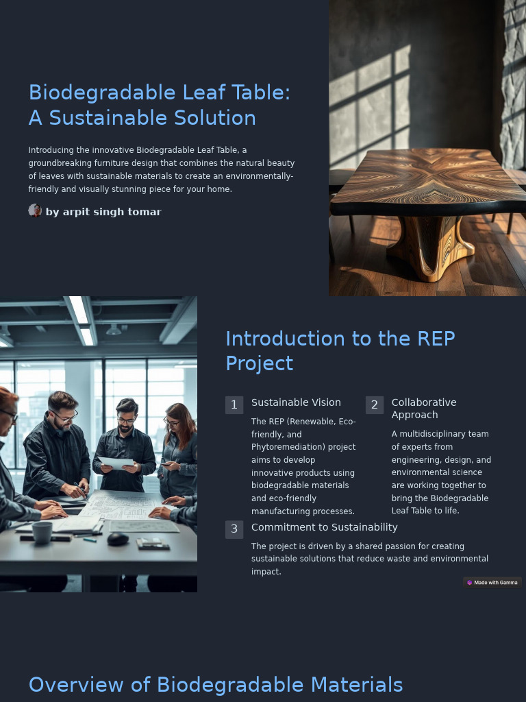 Biodegradable Leaf Table A Sustainable Solution | PDF | Composite ...