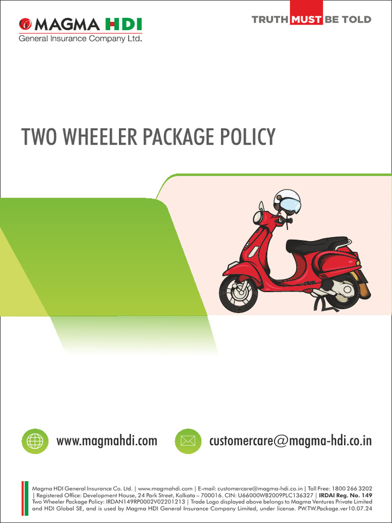 Policy Wordings - Two Wheeler Package | PDF | Indemnity | Insurance
