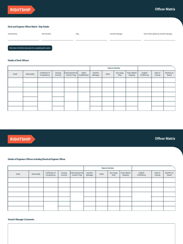 Officer Matrix for MV Lunita Crew | PDF | Merchant Navy | Freight Transport