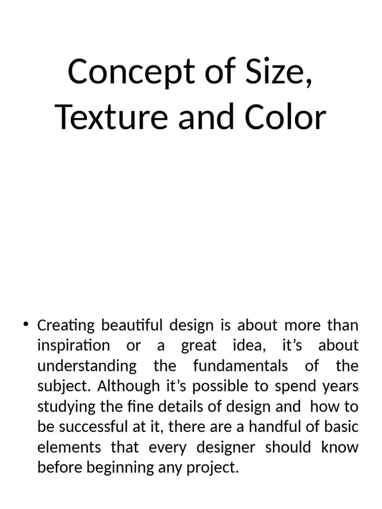 Concept of Size, Texture and Color | PDF | Shape | Drawing