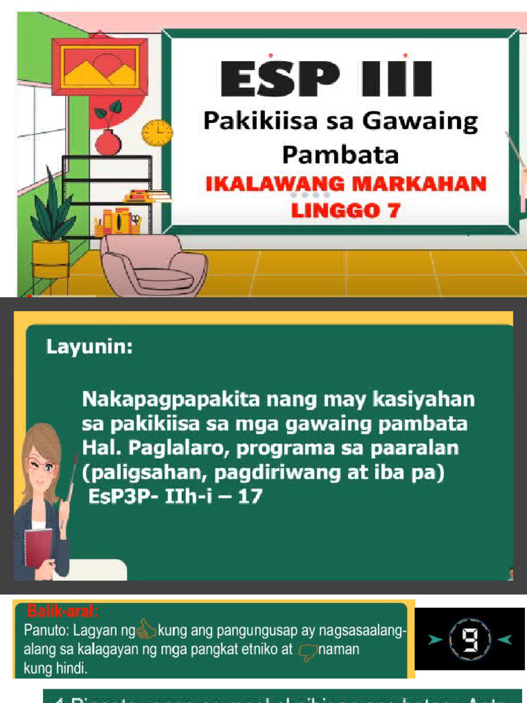 ESP - QUARTER 2 WEEK 7-8 Pakikiisa Sa Mga Gawaing Pambata | PDF