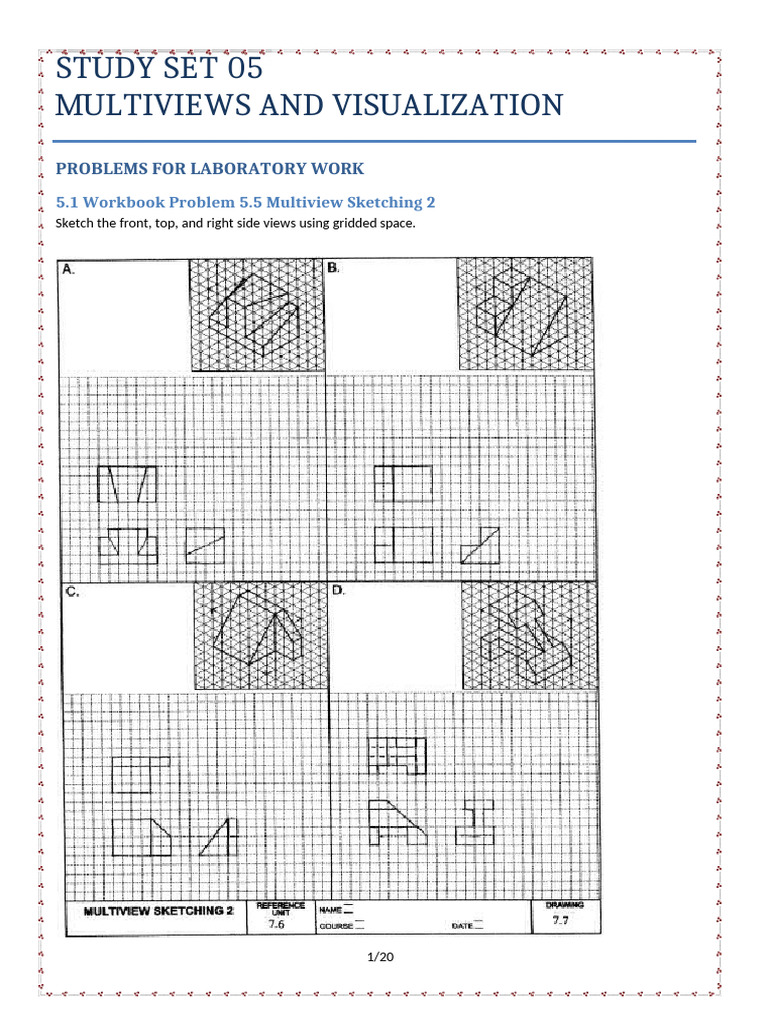 Multiview Drawing Practice Problems | PDF | Computer Aided Design
