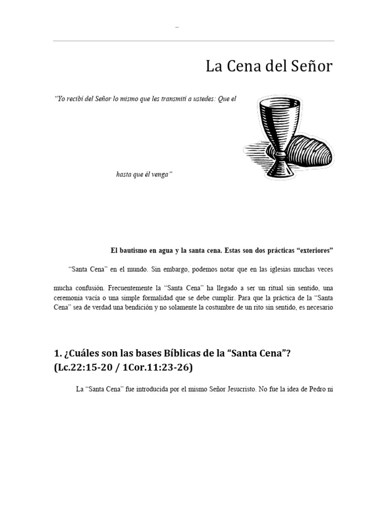La Cena Del Señor, Jesus Nuestro Salvador | PDF | eucaristía | Cristo ...