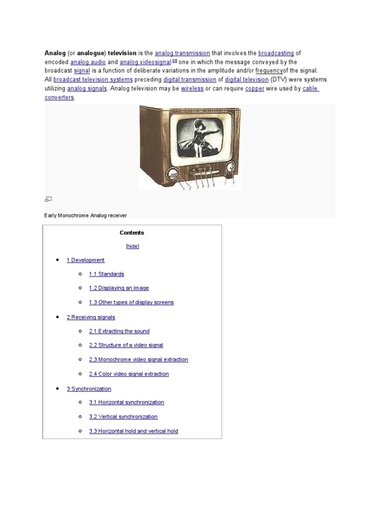 Components of Tv System Video Television