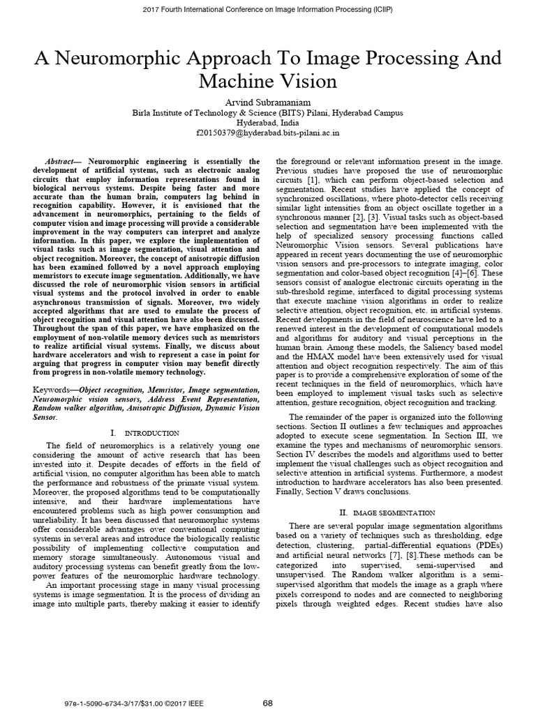 A Neuromorphic Approach To Image Processing and Machine Vision | PDF ...