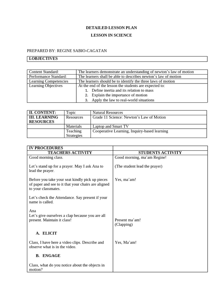 Newton's Laws of Motion Lesson Plan | PDF | Force | Newton's Laws Of Motion