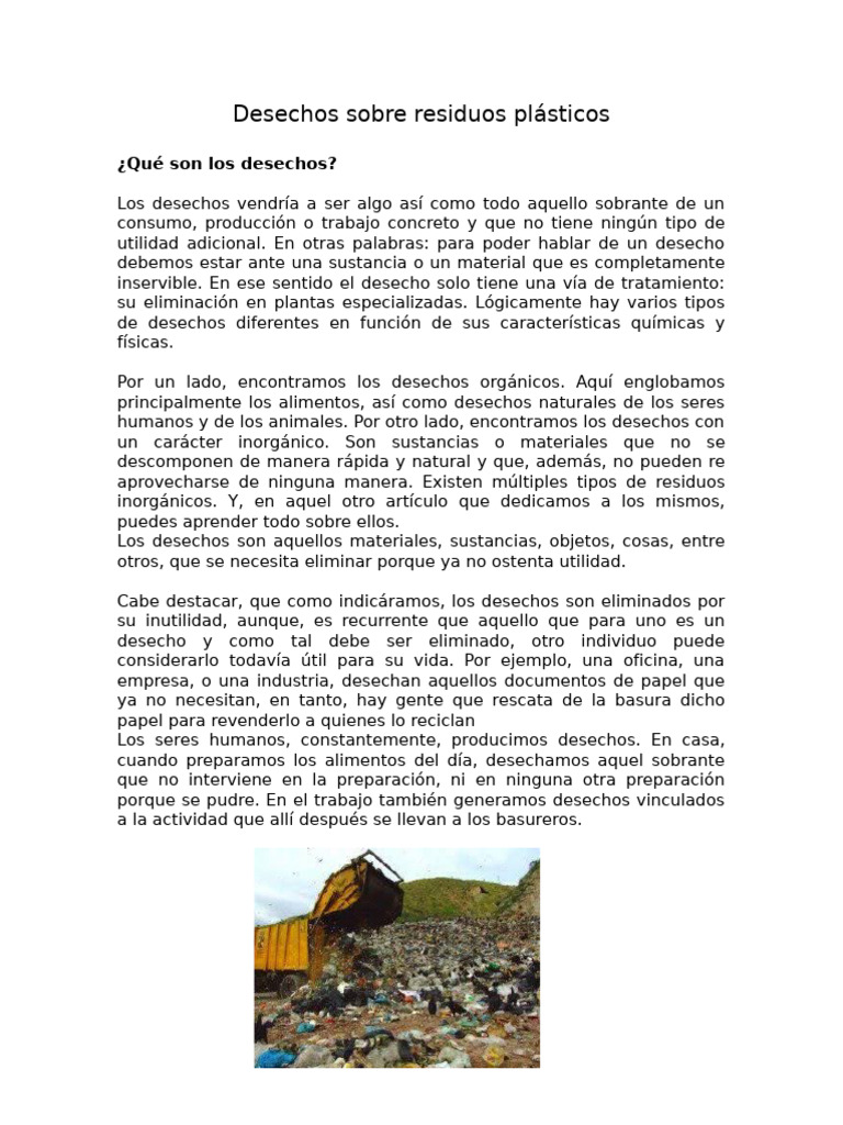 Impacto Global de Residuos Plásticos | PDF | Residuos | El plastico