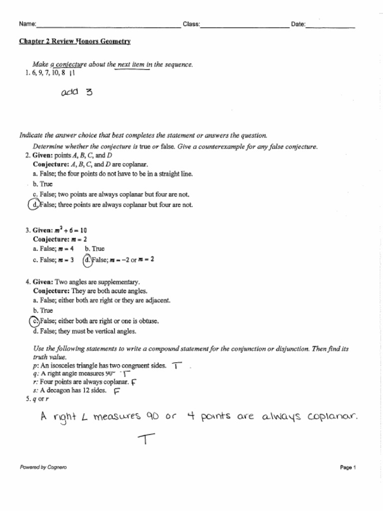 Chapter 2 Review Answer Key | PDF