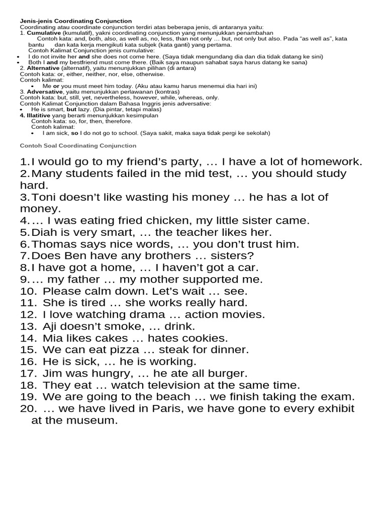 conjuction worksheet | PDF