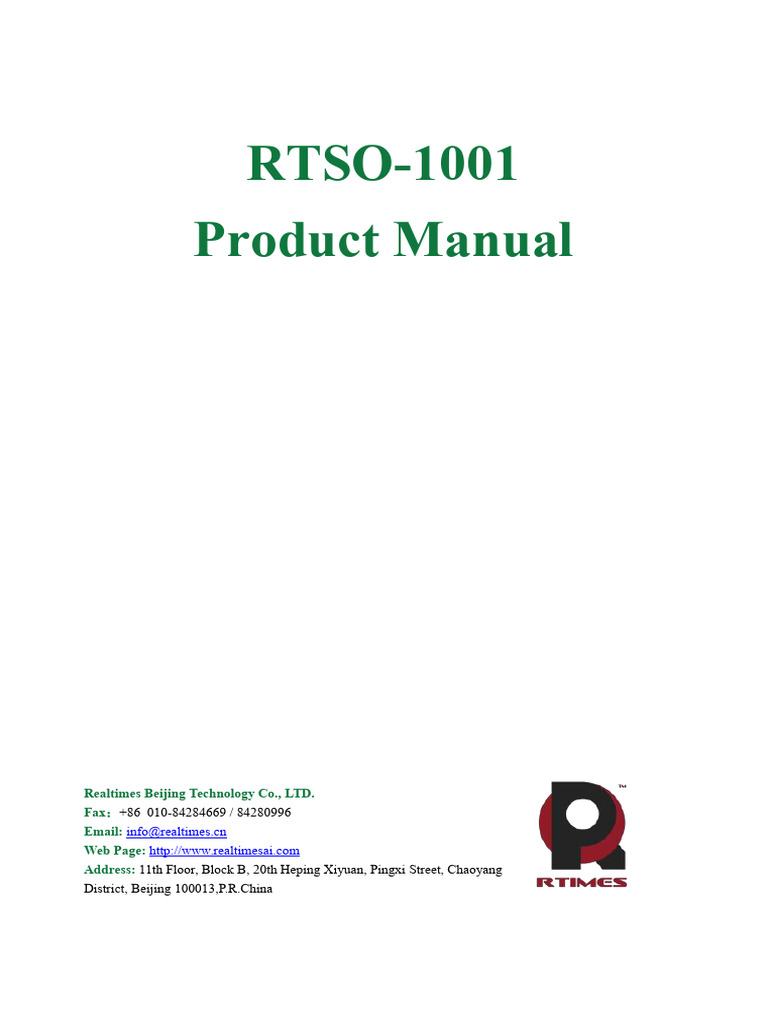 Product Manual For RTSO-1001-V1.8 | PDF | Usb | Hdmi