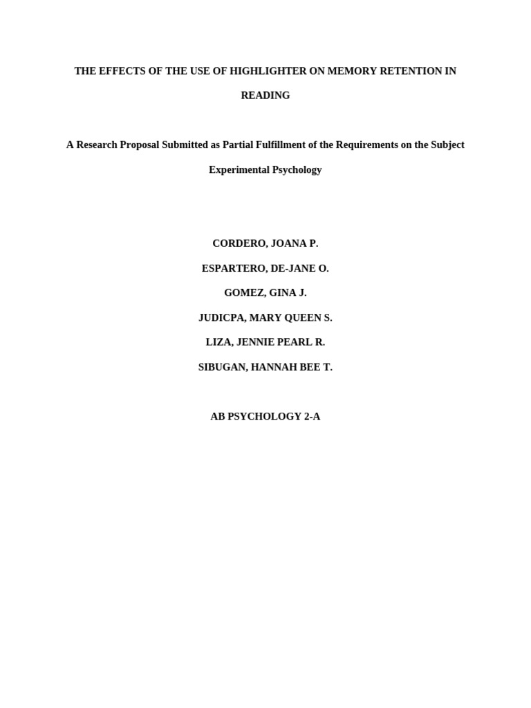 Experimental Project-Proposal | PDF | Reading Comprehension | Dependent ...