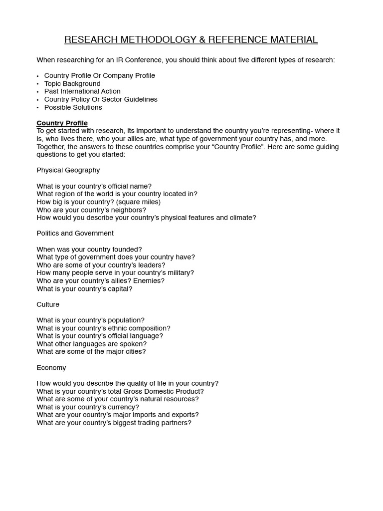 Research Methodology - Diplomathon Global | PDF | United Nations ...