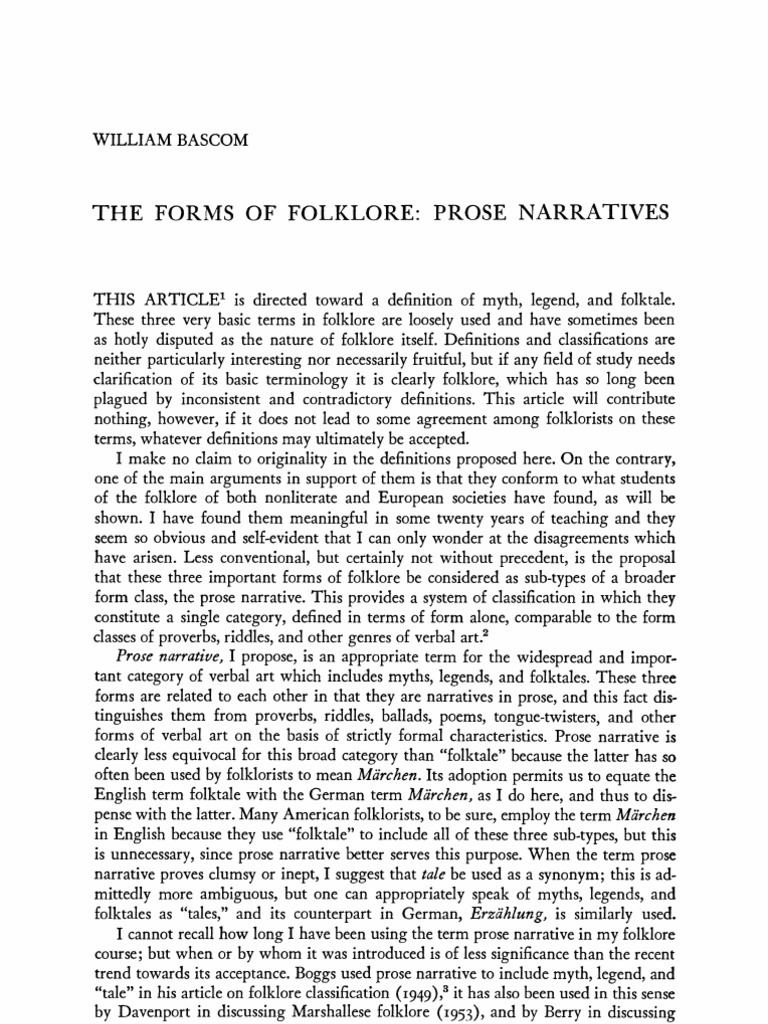 William Bascom | PDF | Mythology | Fairy Tales