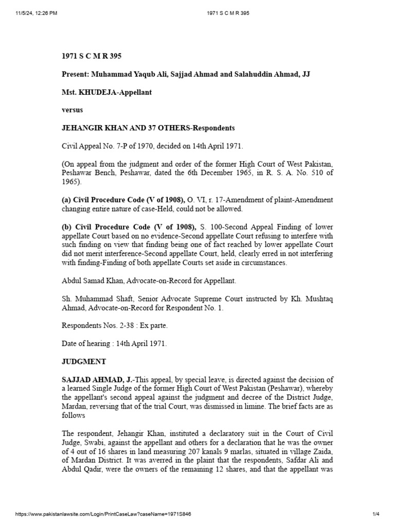 1971 S C M R 395 | PDF | Appeal | Lawsuit